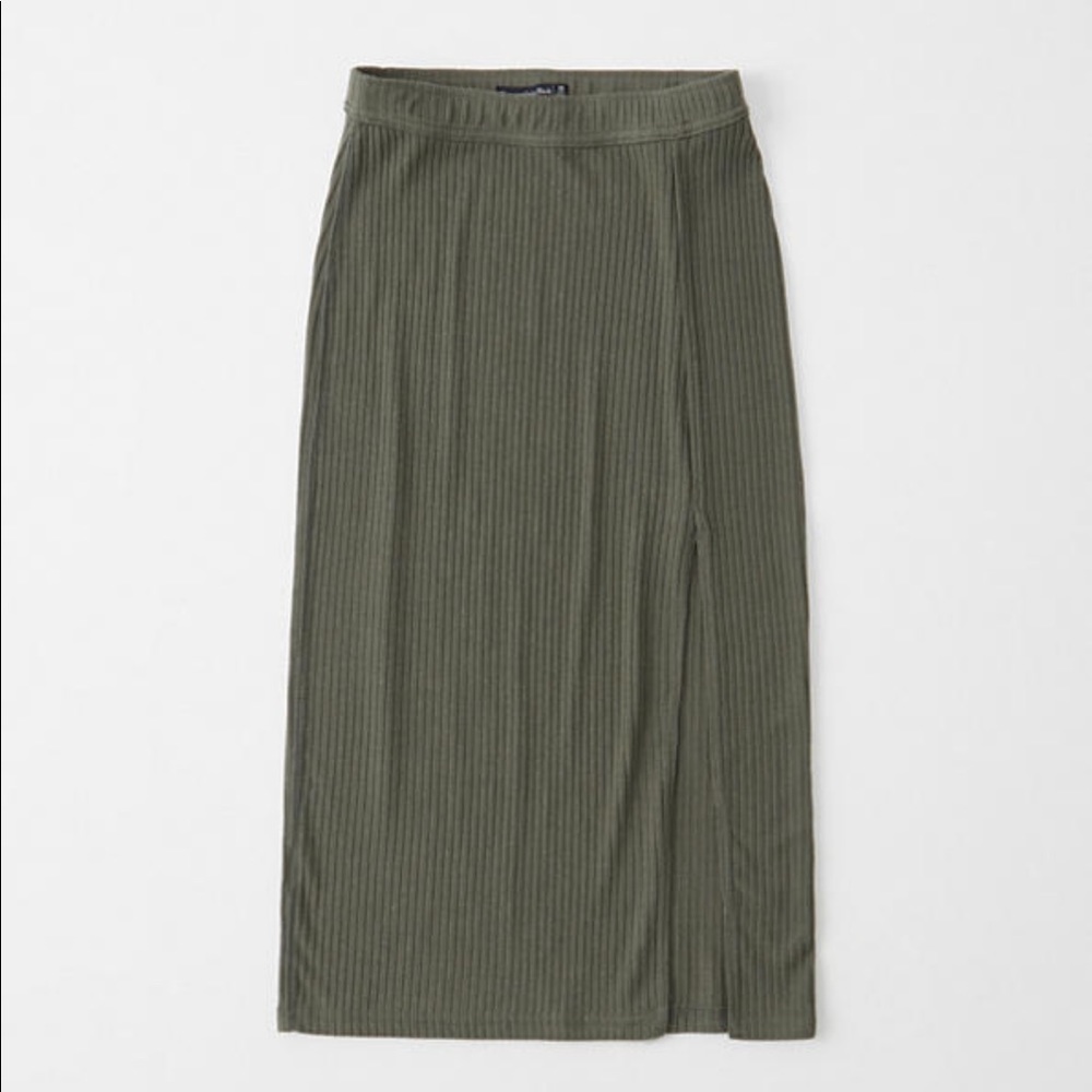 Abercrombie & Fitch Olive Green Midi Skirt